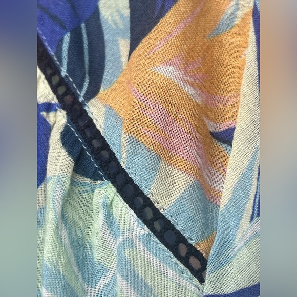 Sundance Canary Isles Top Blouse Top L Cotton Tropical Palm Hawaiian - Picture 4 of 8